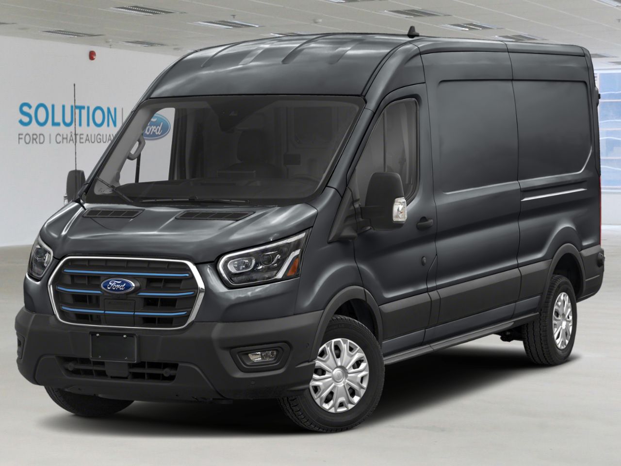 Ford E-Transit fourgonnette utilitaire T-350 PA TOIT MOYEN 148 PO PNBV DE 9 500 LB 2025 Gris carbonis&eacute; m&eacute;tallis&eacute; Ch&acirc;teauguay - photo #0