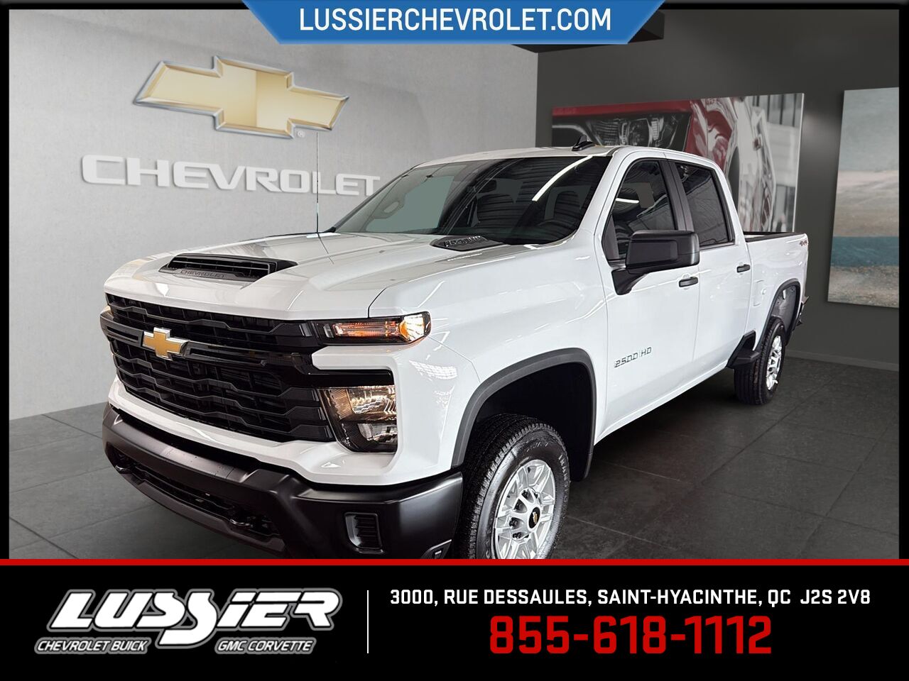 White 2026 Chevrolet Silverado 2500HD Work Truck Crew Cab 4WD Pickup Truck Four-Wheel Drive Automatic