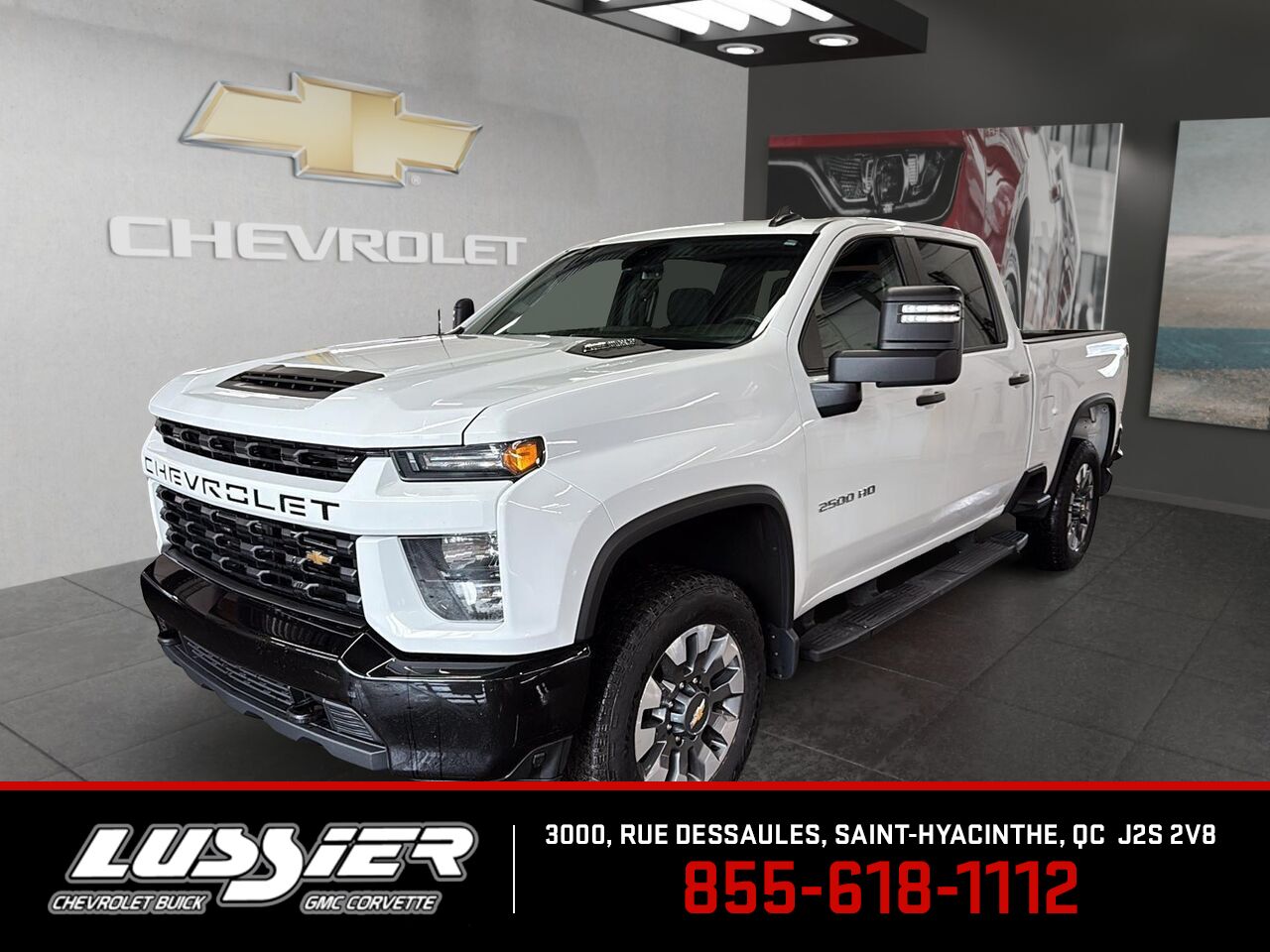 White 2023 Chevrolet Silverado 2500HD Custom Crew Cab 4WD Pickup Truck Four-Wheel Drive Automatic