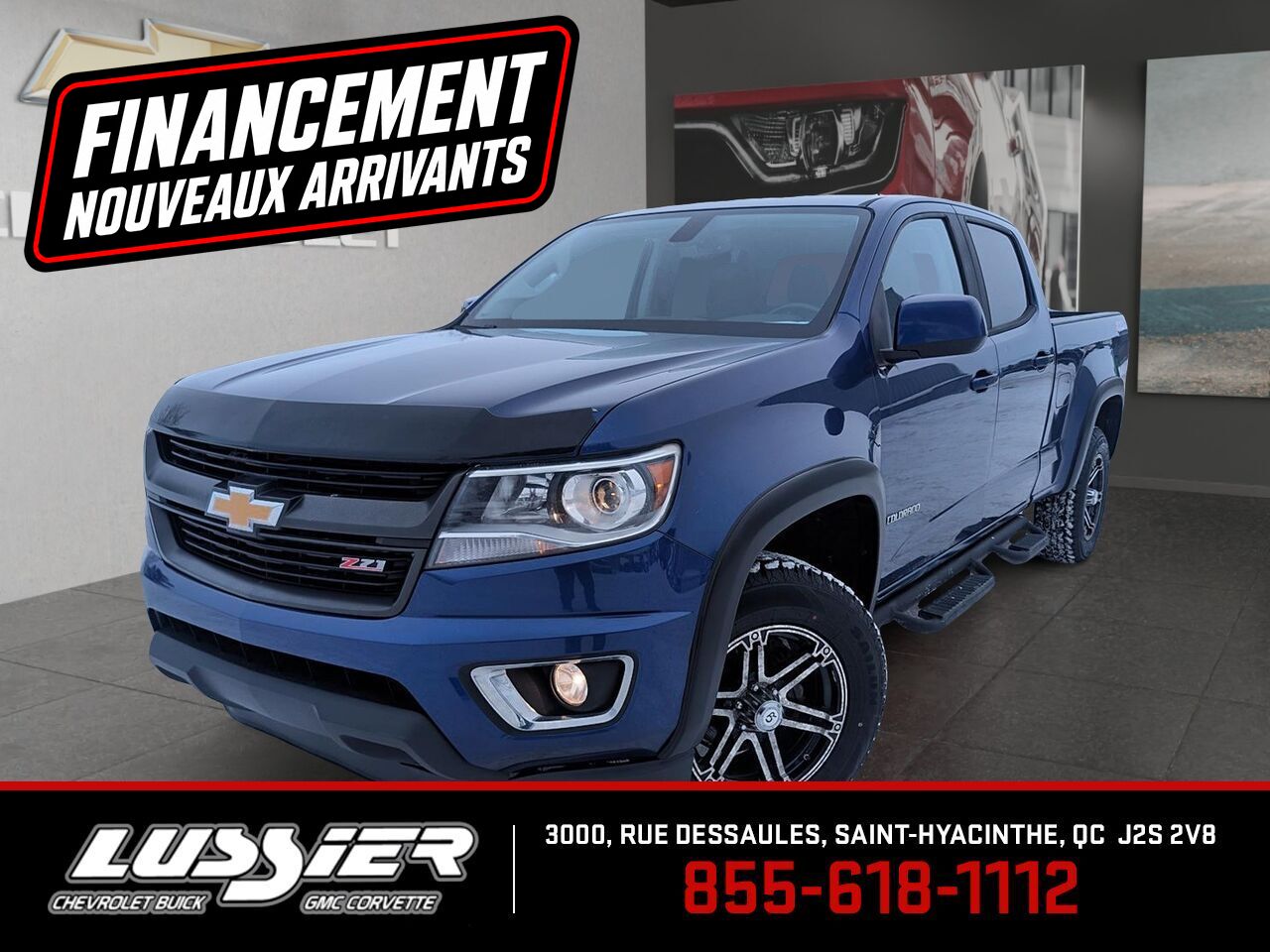 Blue 2015 Chevrolet Colorado Z71 Crew Cab 4WD Pickup Truck Four-Wheel Drive Automatic