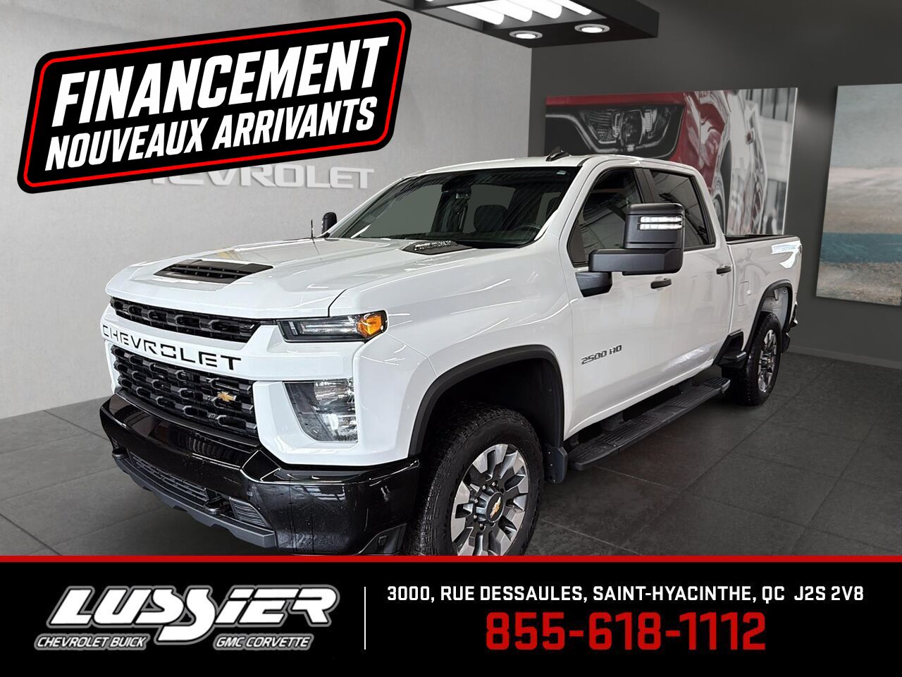 White 2023 Chevrolet Silverado 2500HD Custom Crew Cab 4WD Pickup Truck Four-Wheel Drive Automatic