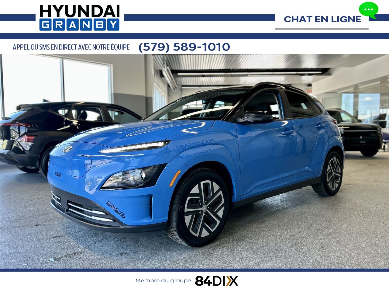 Hyundai Kona &eacute;lectrique 2022 Bleu Granby - photo #3