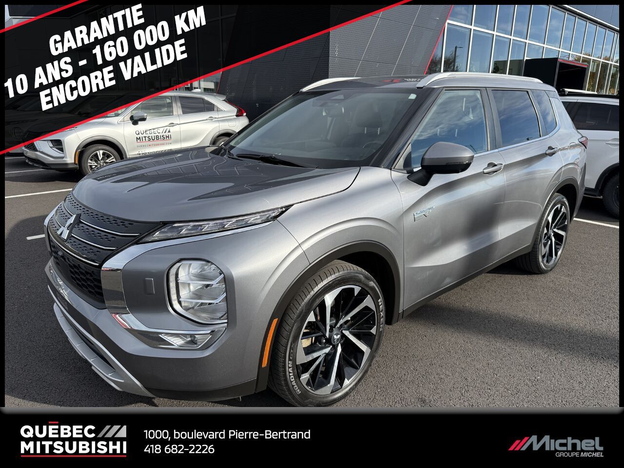 Mitsubishi Outlander PHEV SEL S-AWC, Toit pano, Hybride, Aides à la conduite 2023 Gris Ville de Québec - photo #0
