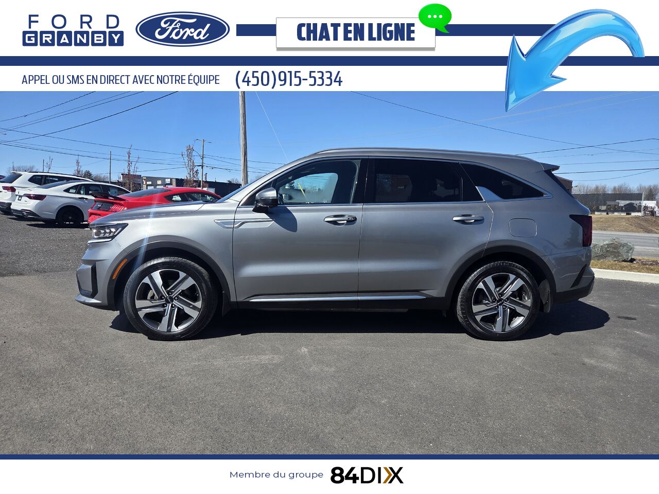 Kia Sorento SX PHEV, Toit, Cuir bleu 2022 Gris Granby - photo #3
